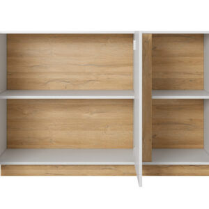 Laski 19 01 23 Arco Komoda 138 PD biały połysk front otwarte biale tlo