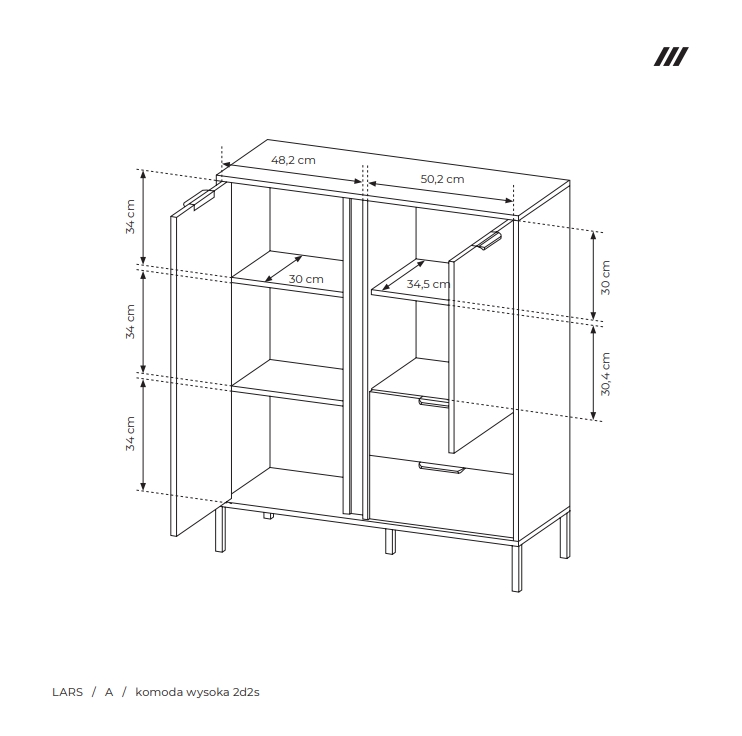 Komoda Wysoka 2D2S Lars 2