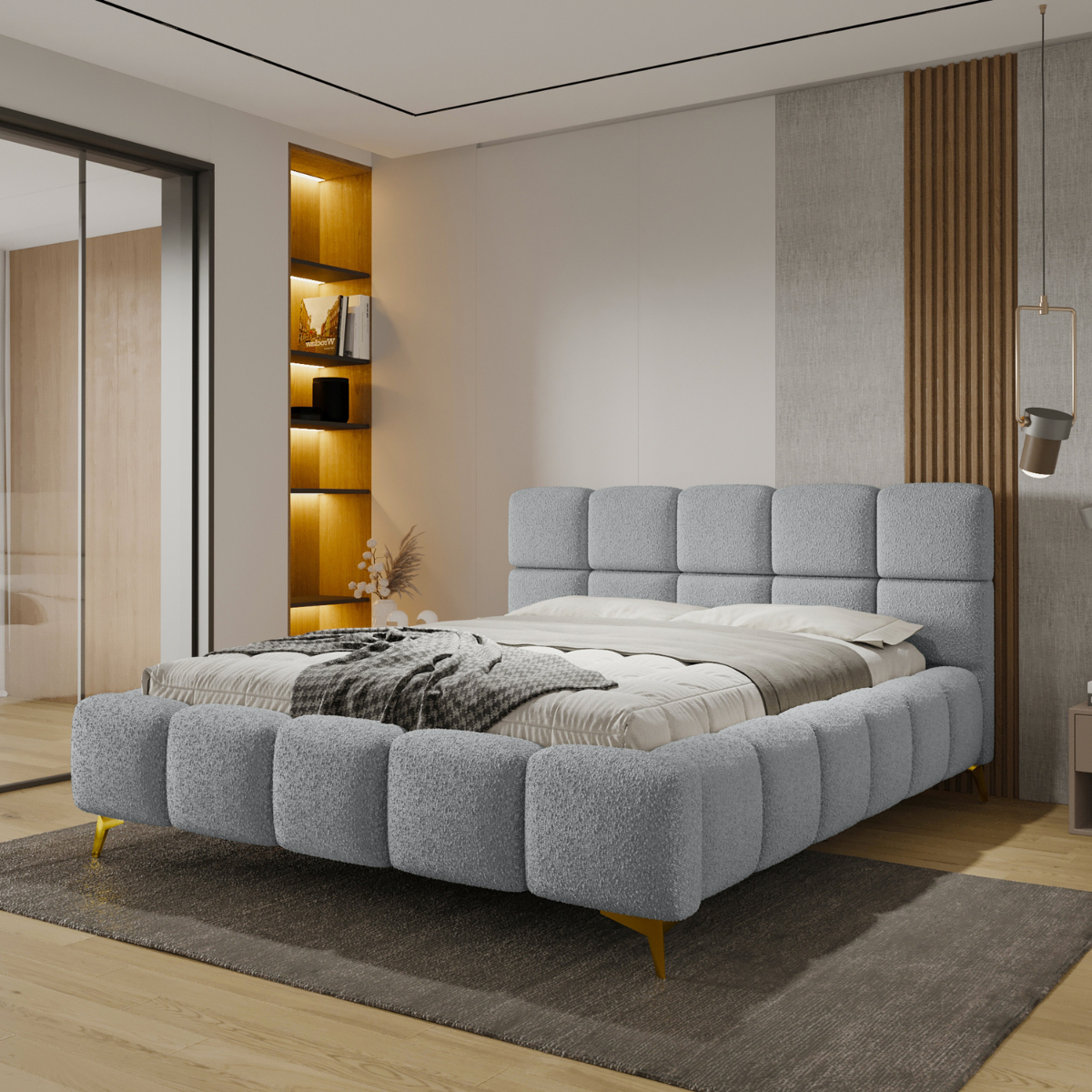 Nowoczesne łóżko tapicerowane 180x200 CLOUD z pojemnikiem