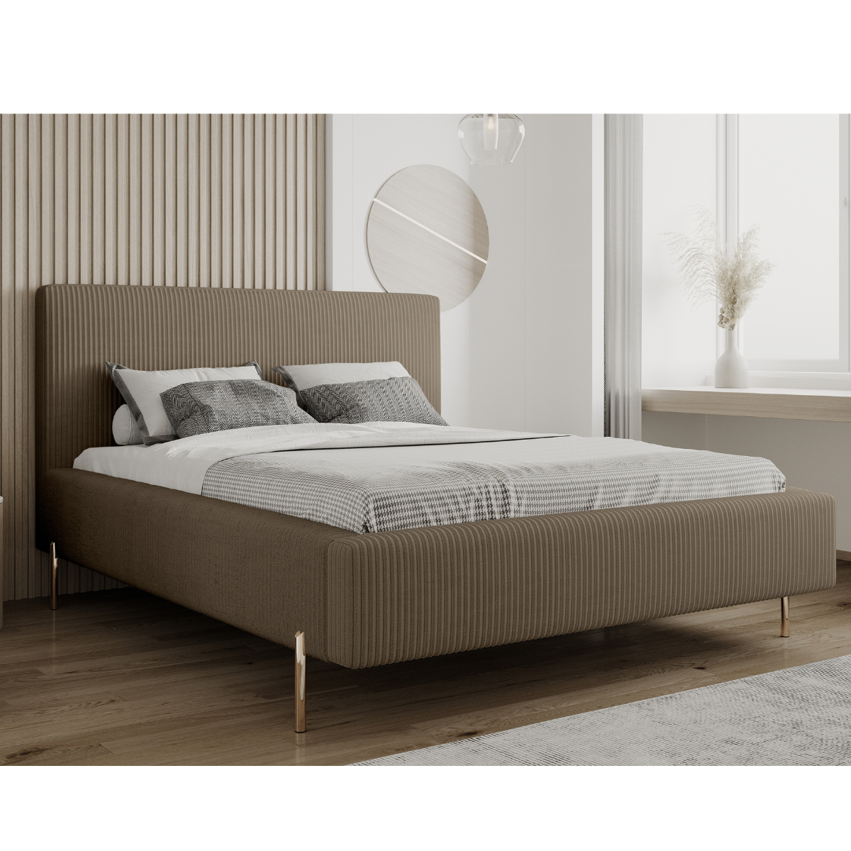 Łóżko tapicerowane 200x200 MONACO Sztruks z pojemnikiem