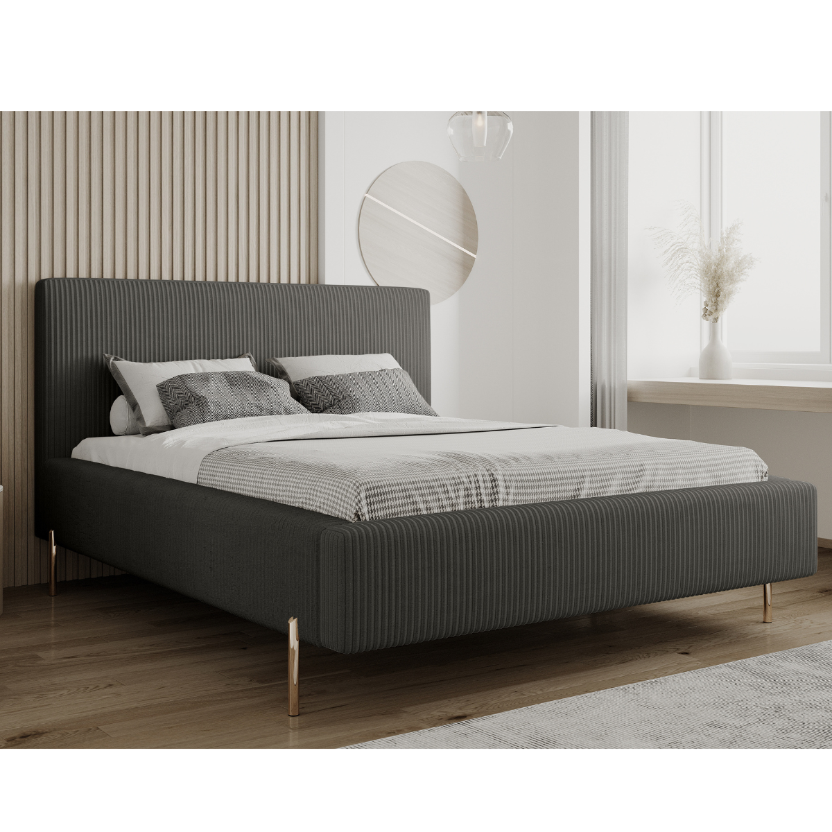 Łóżko tapicerowane 160x200 MONACO Sztruks z pojemnikiem